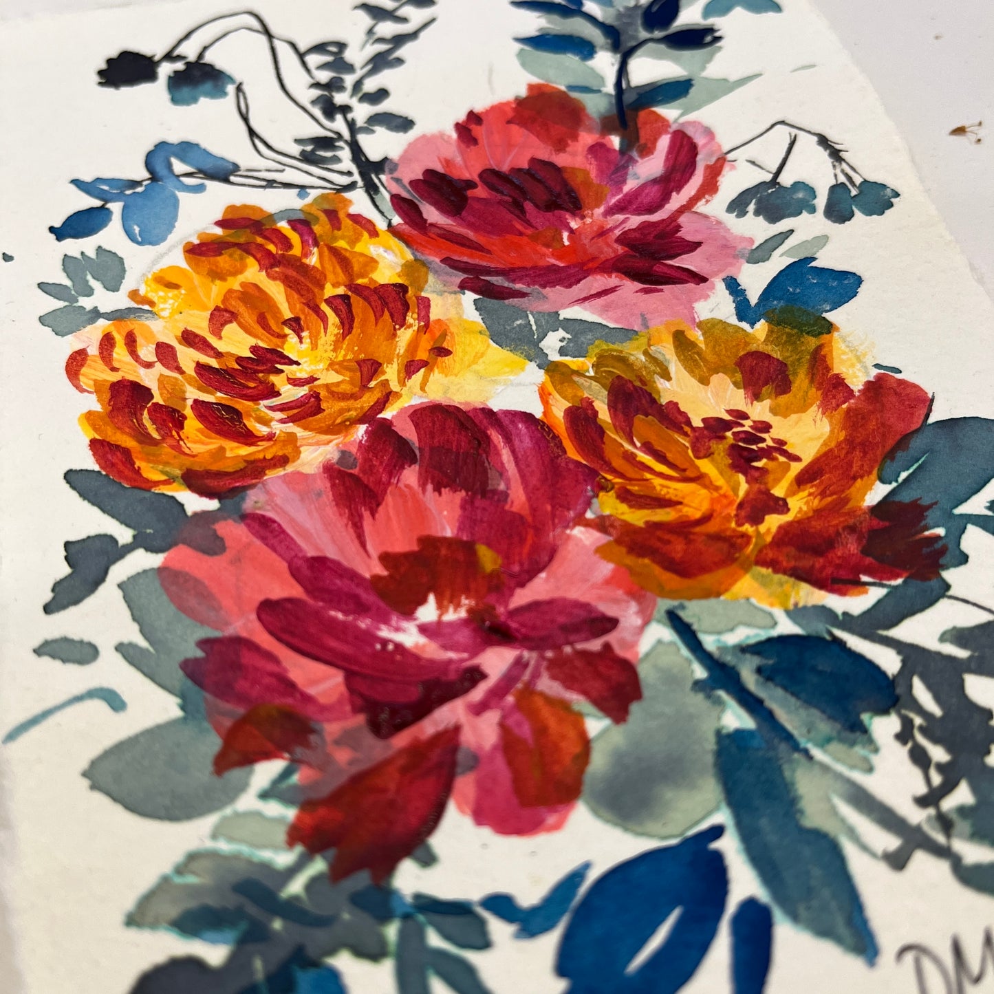 Small original floral painting 2301