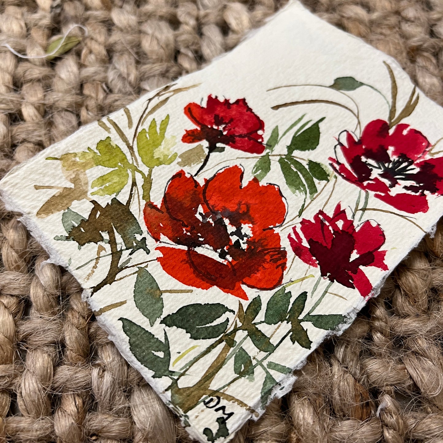 Miniature poppy painting DM16