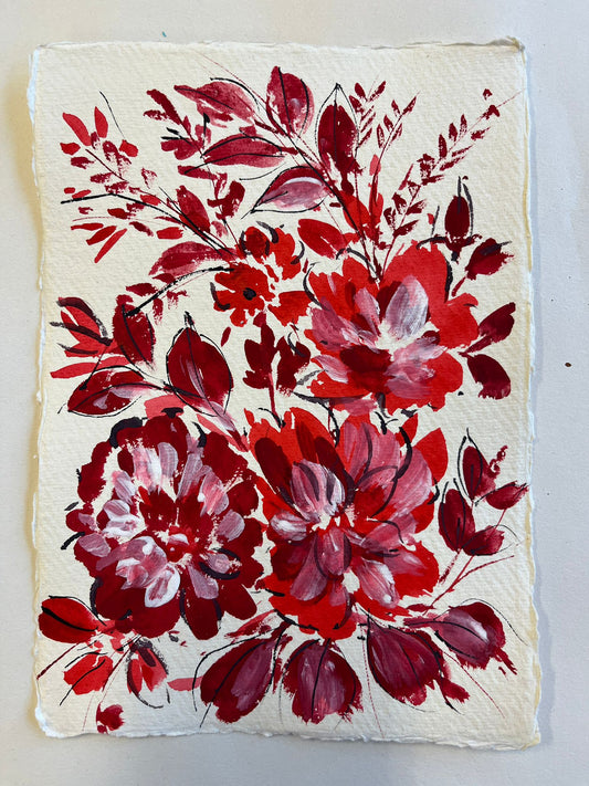 Beautiful red floral painting collection 2303