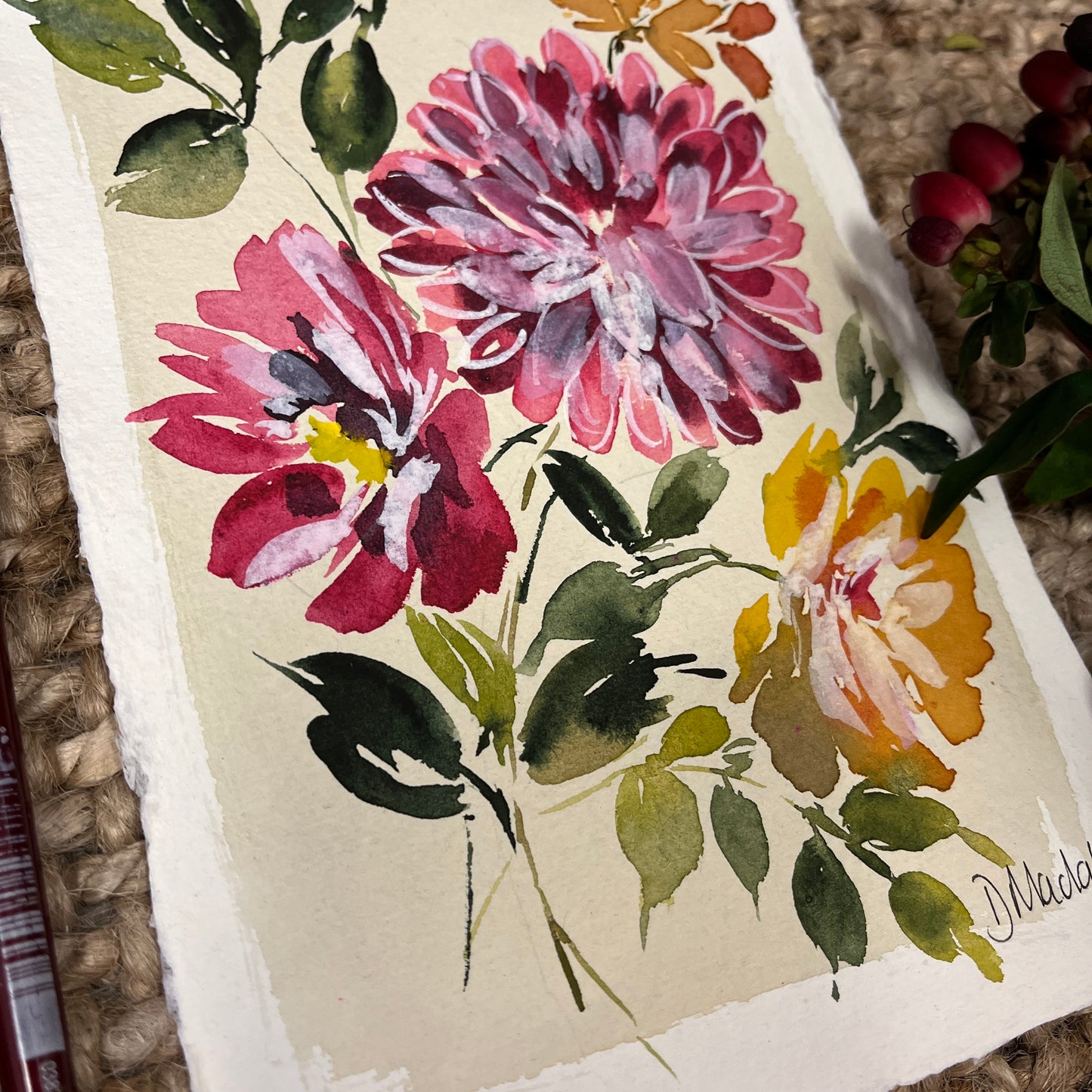 NEW** Autumn flowers original painting 2320