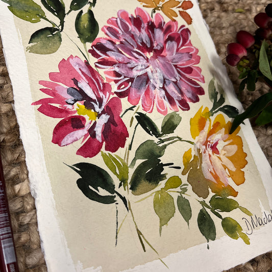NEW** Autumn flowers original painting 2320