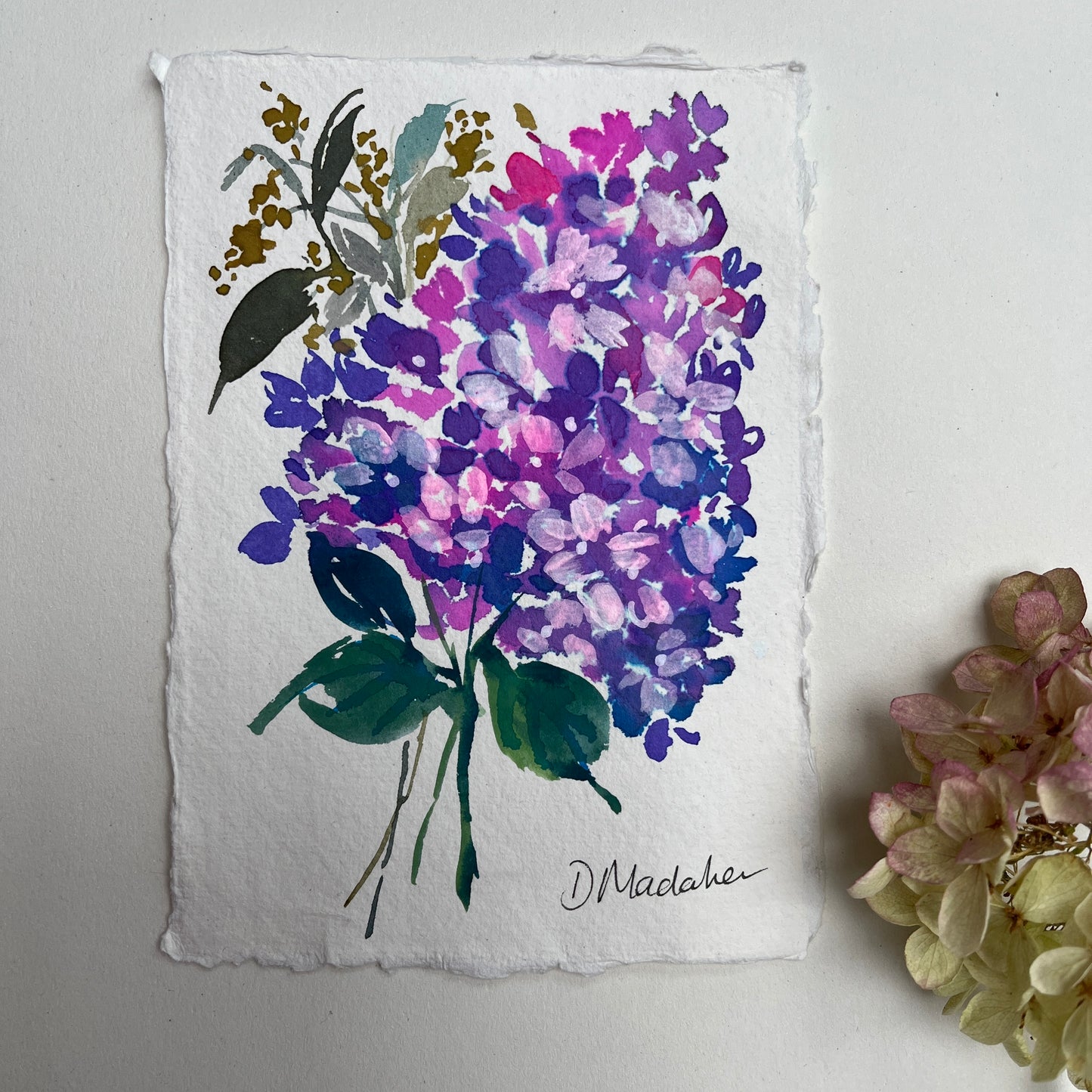 Small hydrangeas original painting 2308