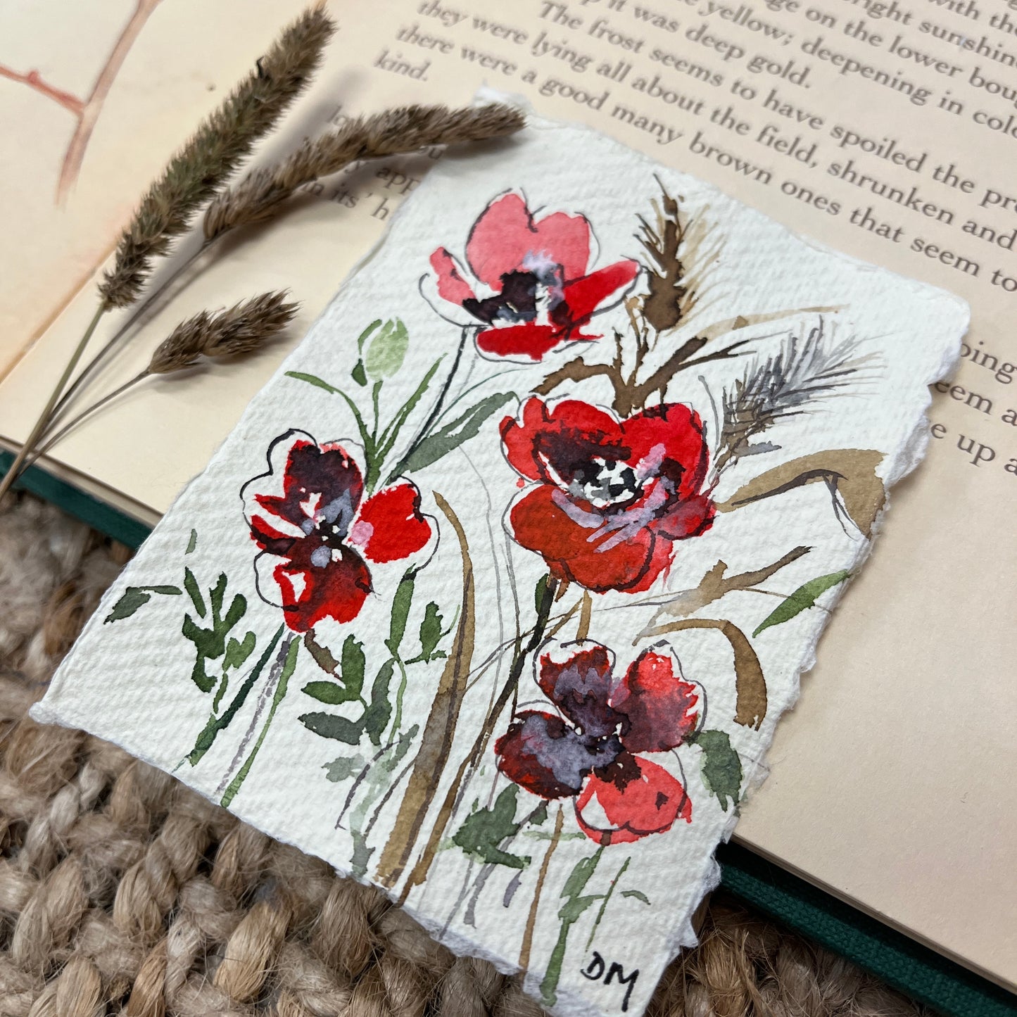 Miniature poppy painting DM12
