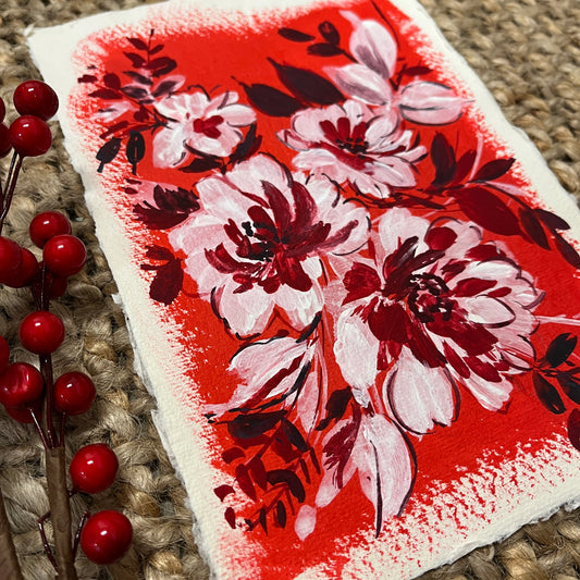 Beautiful red floral painting collection. Dm2307