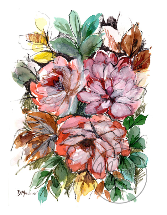 Peach Floral original painting