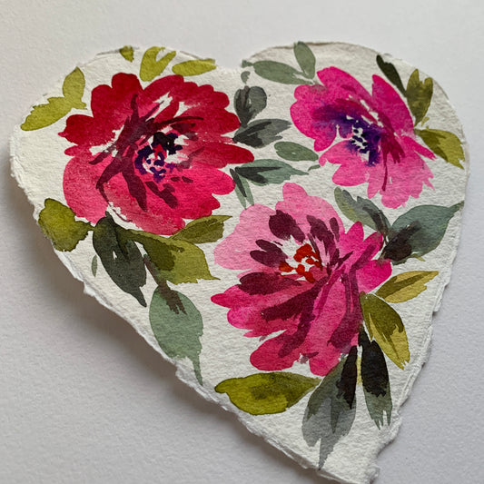 Original painting floral heart 014