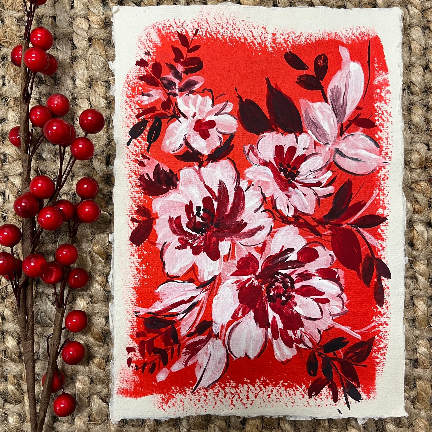 Beautiful red floral painting collection. Dm2307