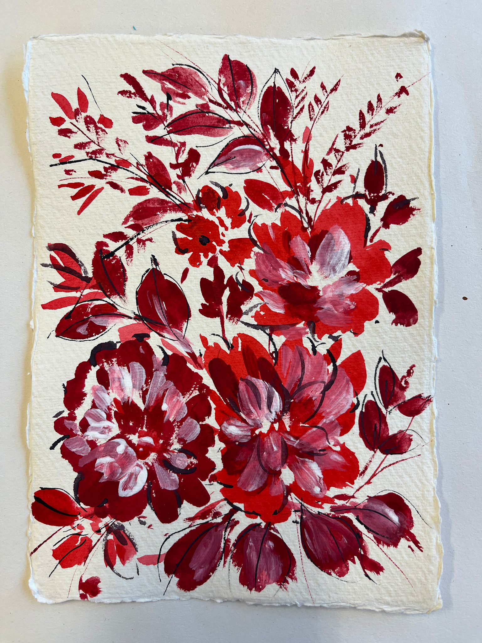 NEW**Beautiful red floral painting collection 2303