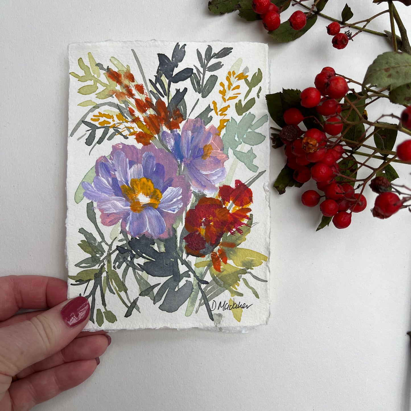Small floral original painting 2304