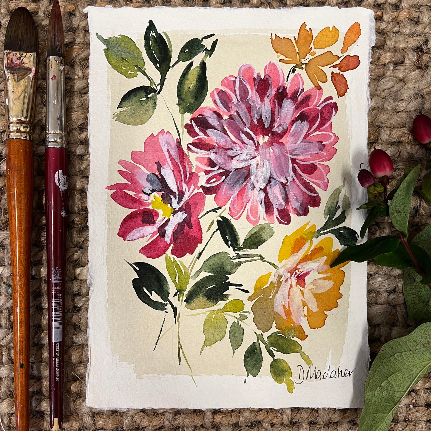 NEW** Autumn flowers  original painting 2320