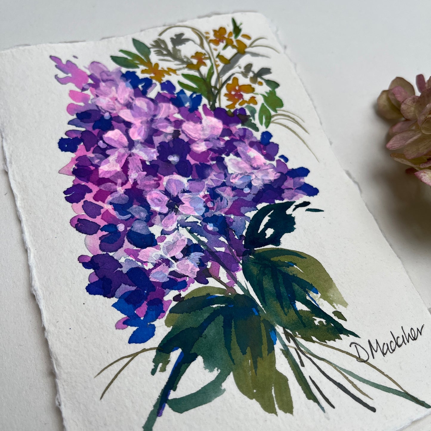Small hydrangeas original painting 2313