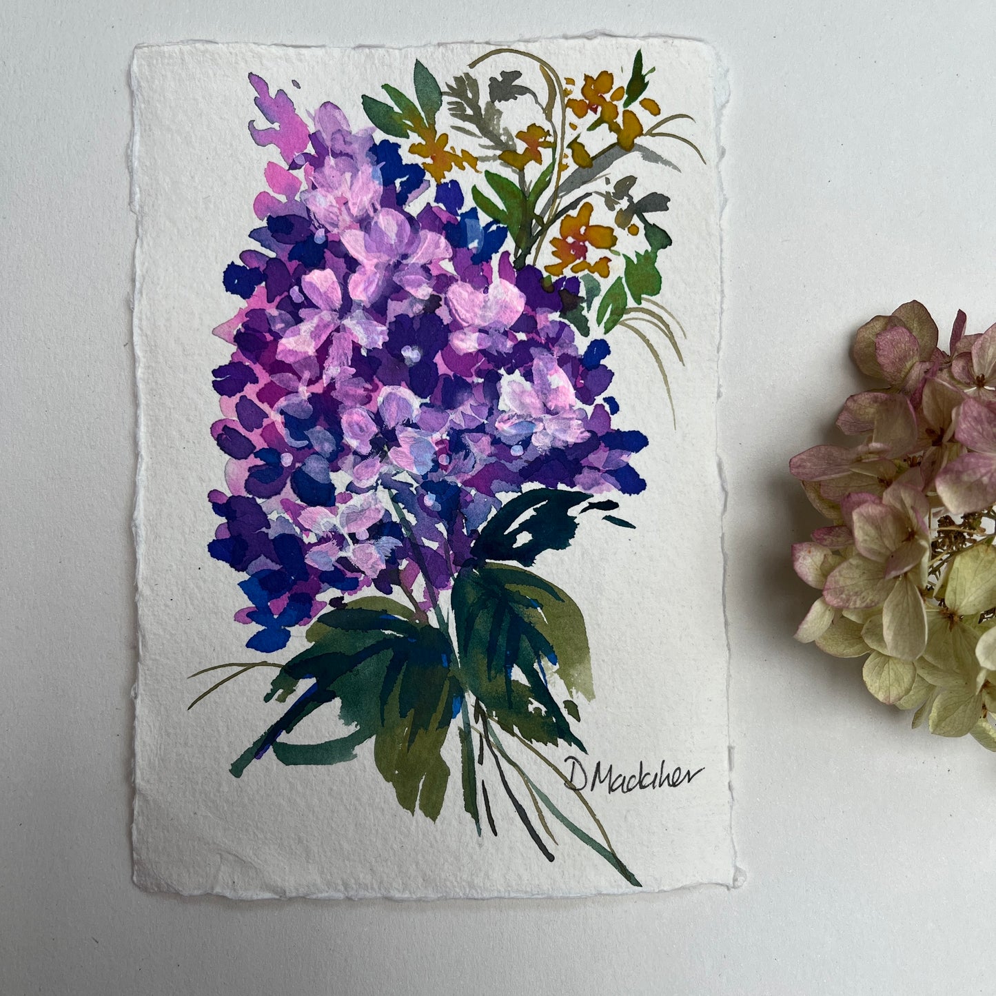 Small hydrangeas original painting 2313