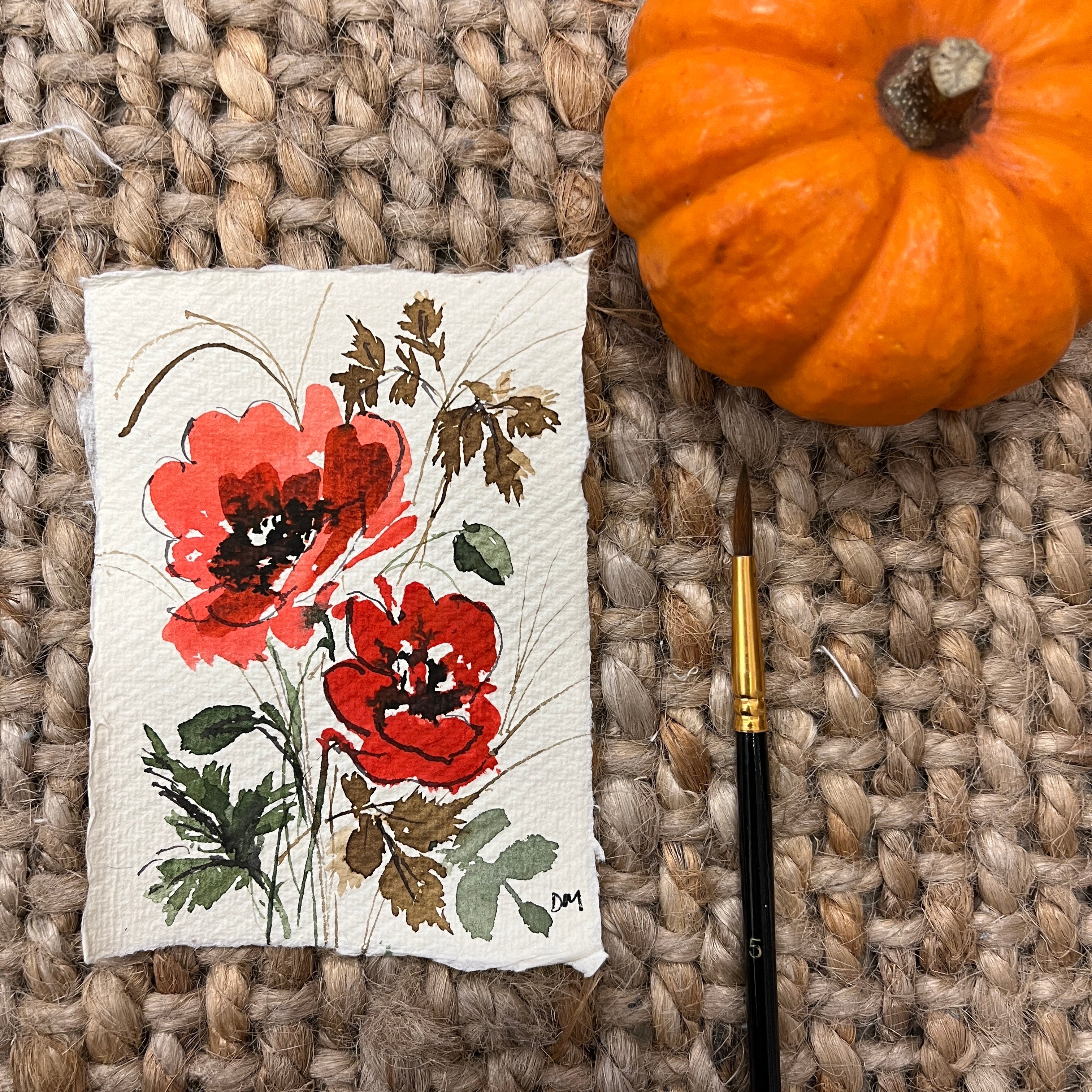 Miniature poppy painting DM18