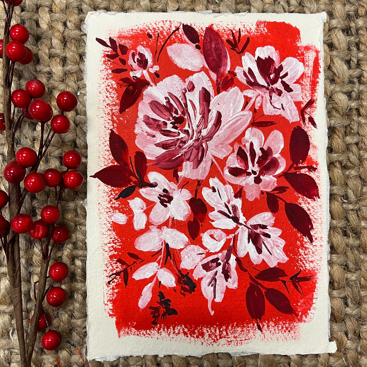 Beautiful Red floral painting. Dm2305