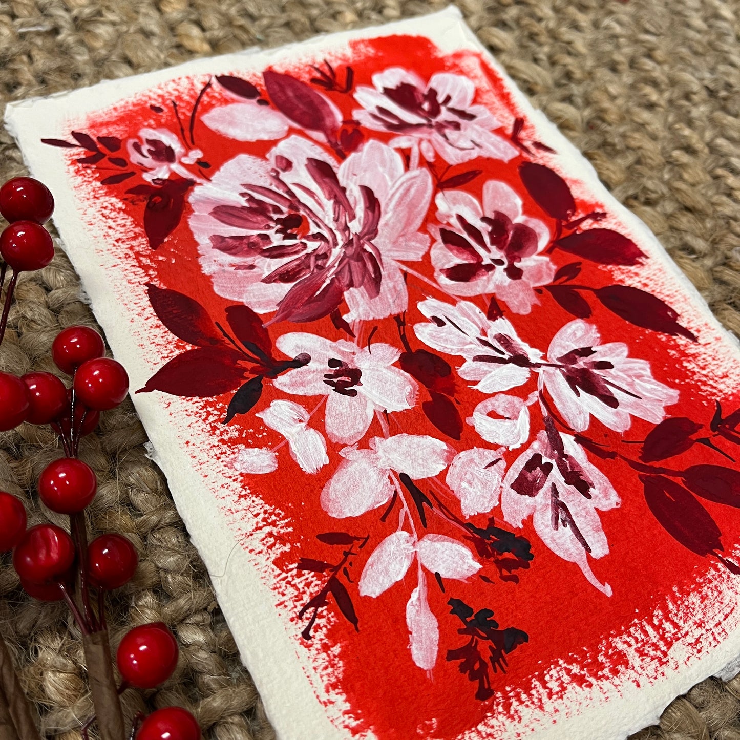 Beautiful Red floral painting. Dm2305
