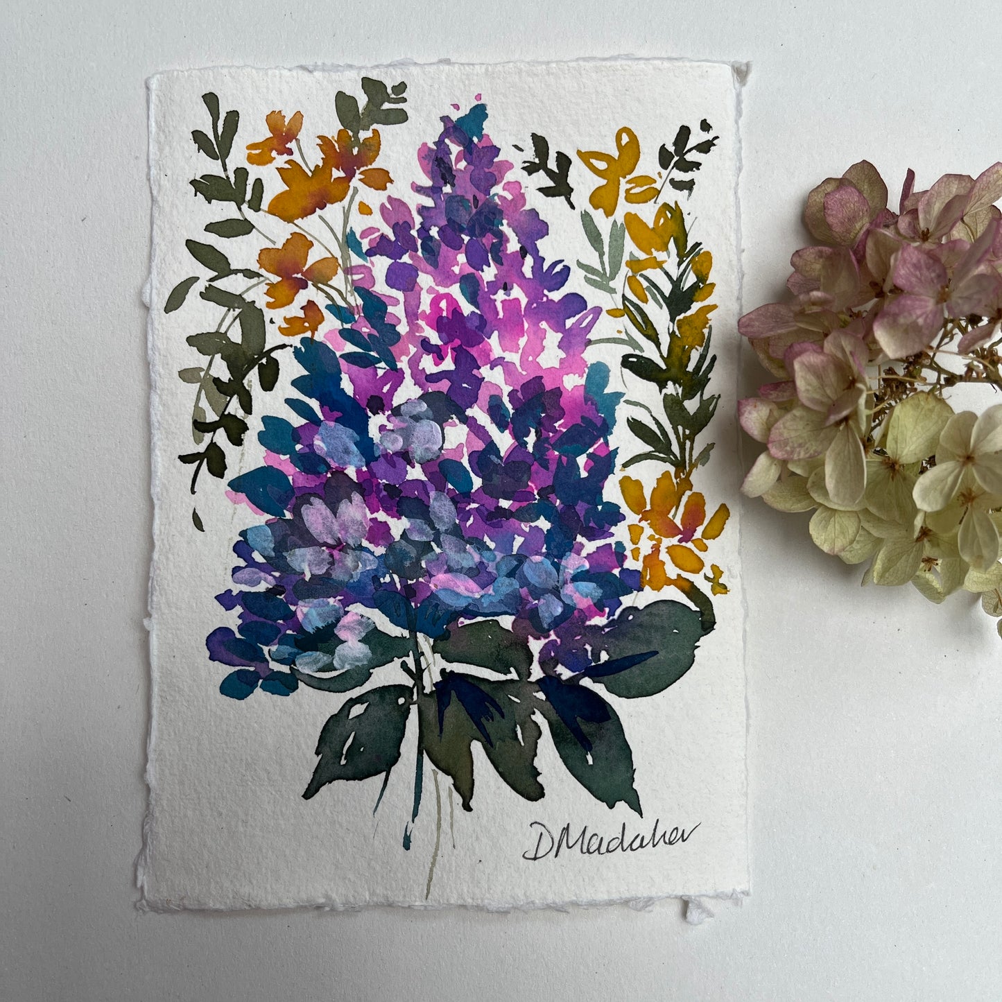 Small hydrangeas original painting 2312