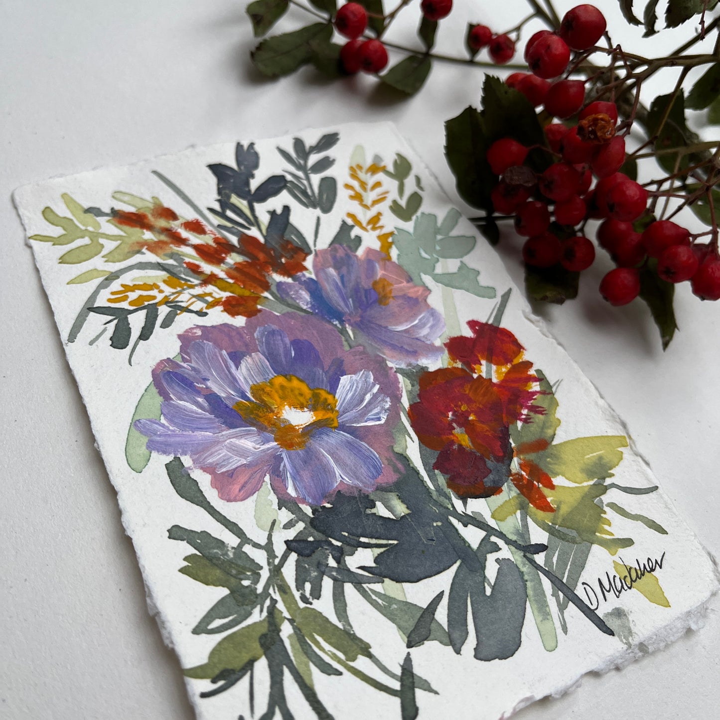 Small floral original painting 2304