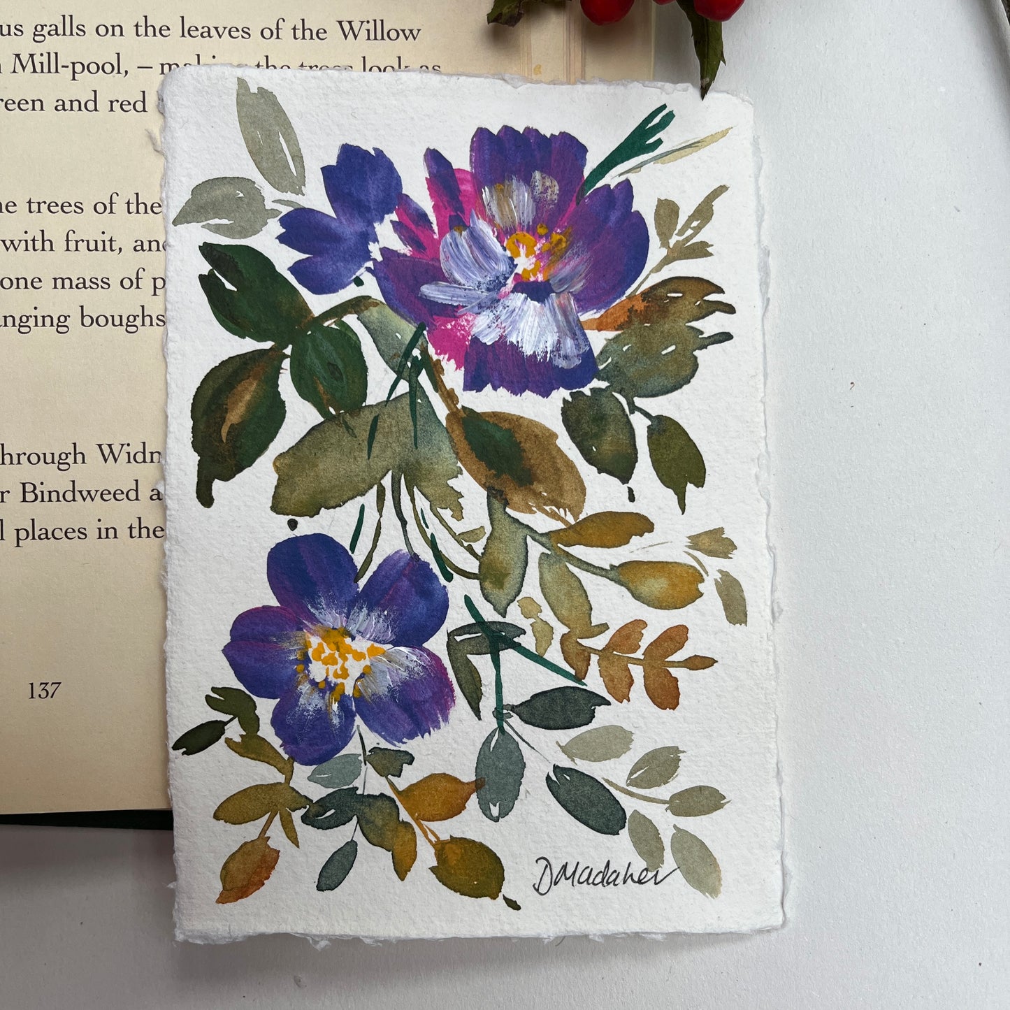 Small original floral painting 2302