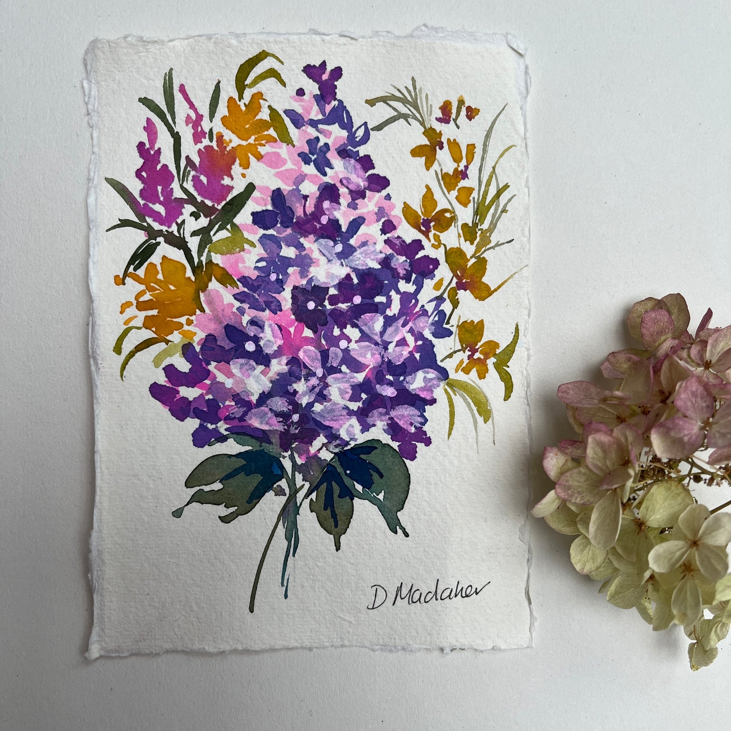 Small Hydrangeas original painting 2307