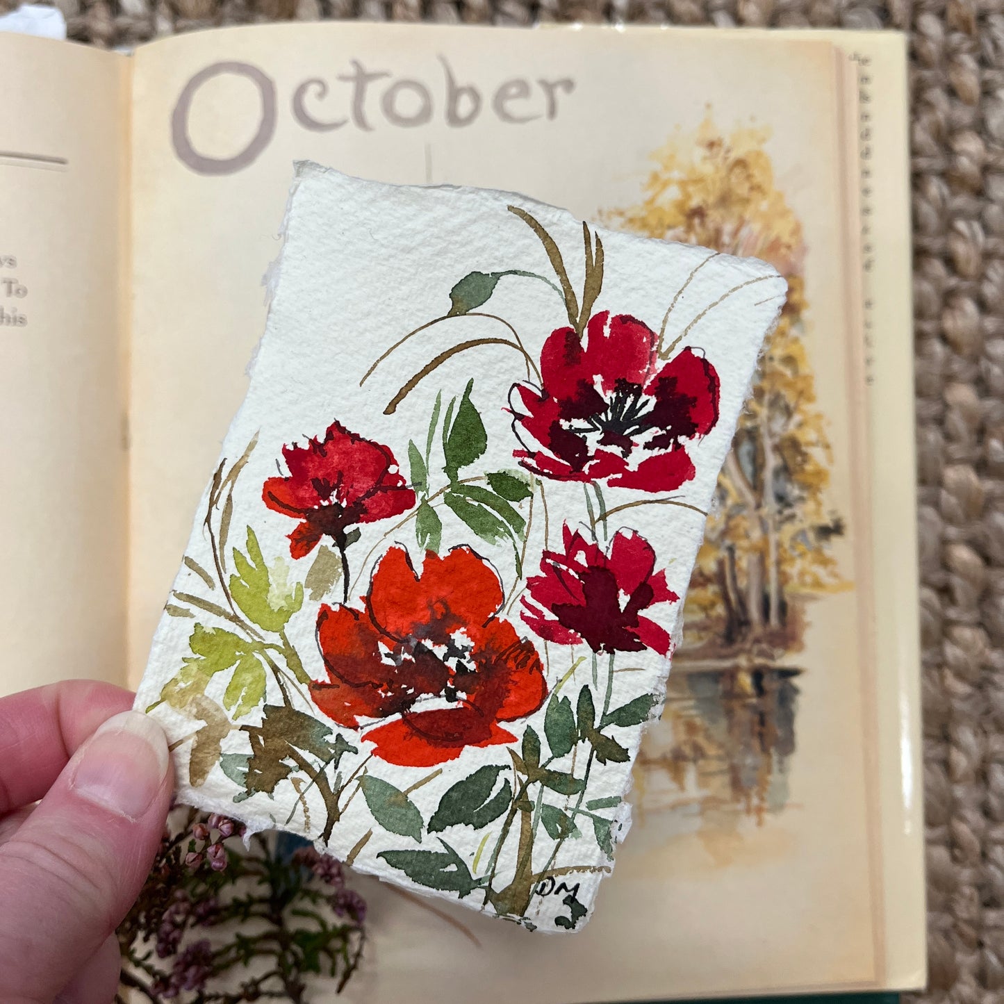 Miniature poppy painting DM16