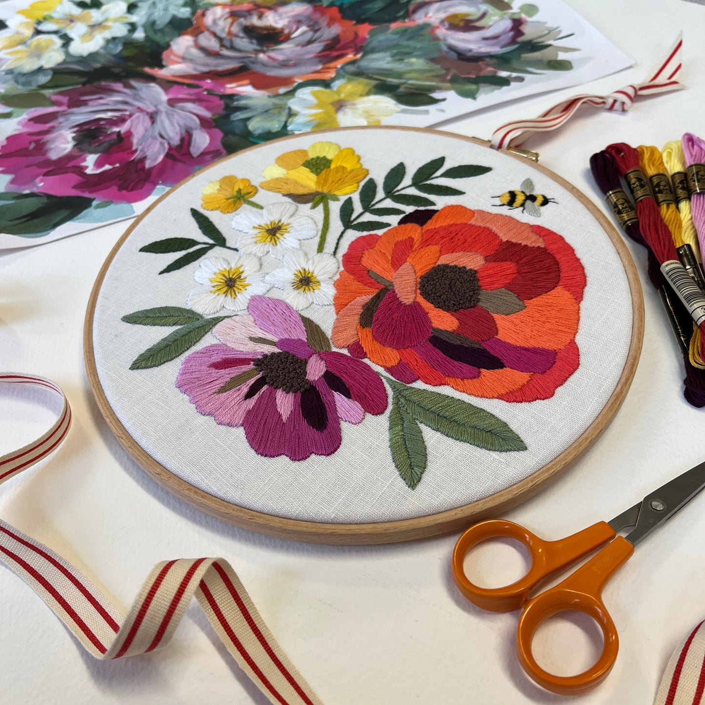 Artist Bloom PDF Embroidery/ Appliqué pattern. *With You tube tutorial*