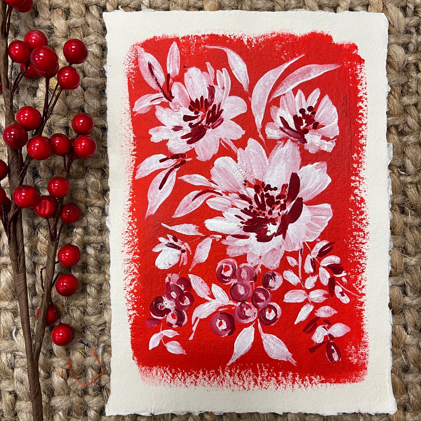 Beautiful Red floral painting. Dm2306