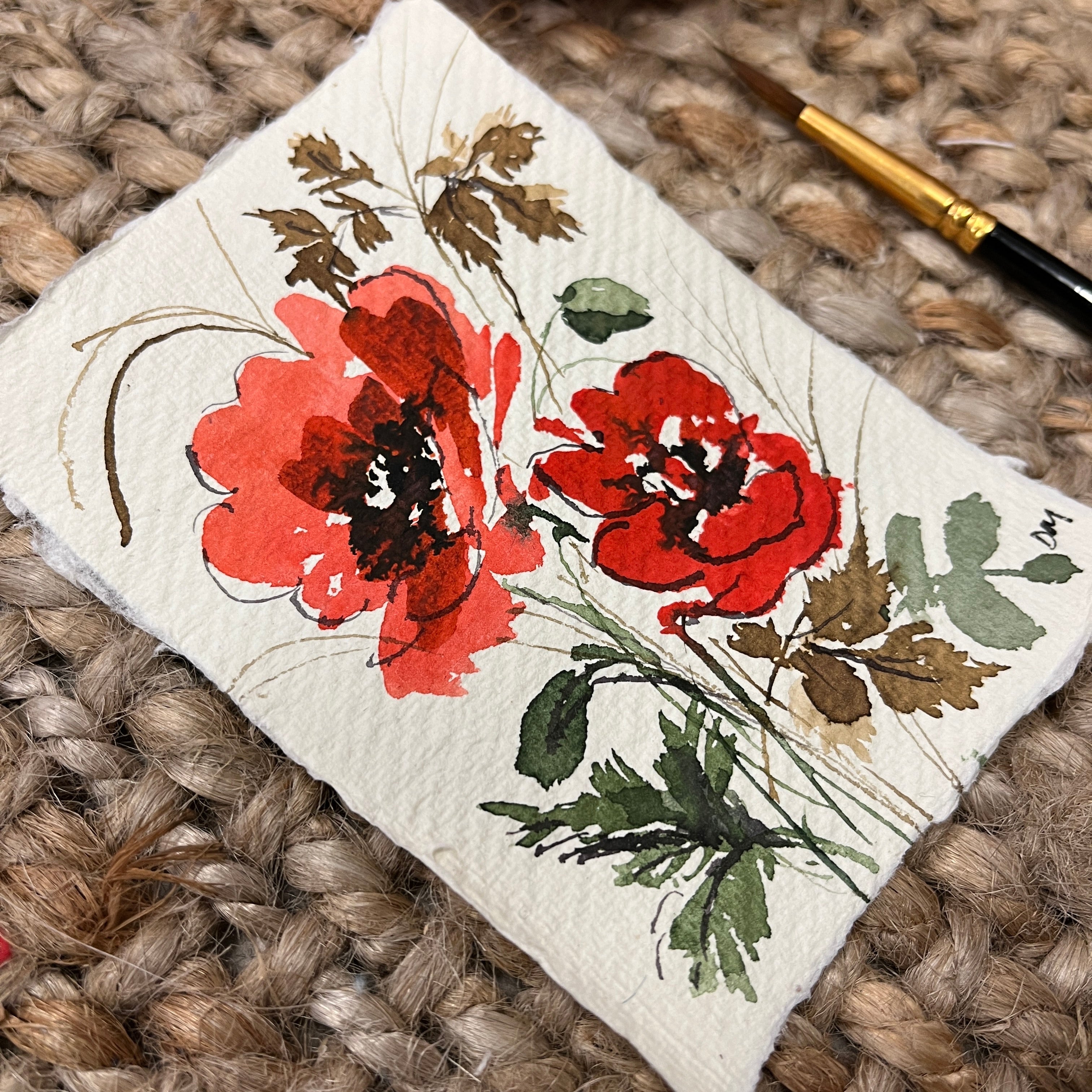 Miniature poppy painting DM18