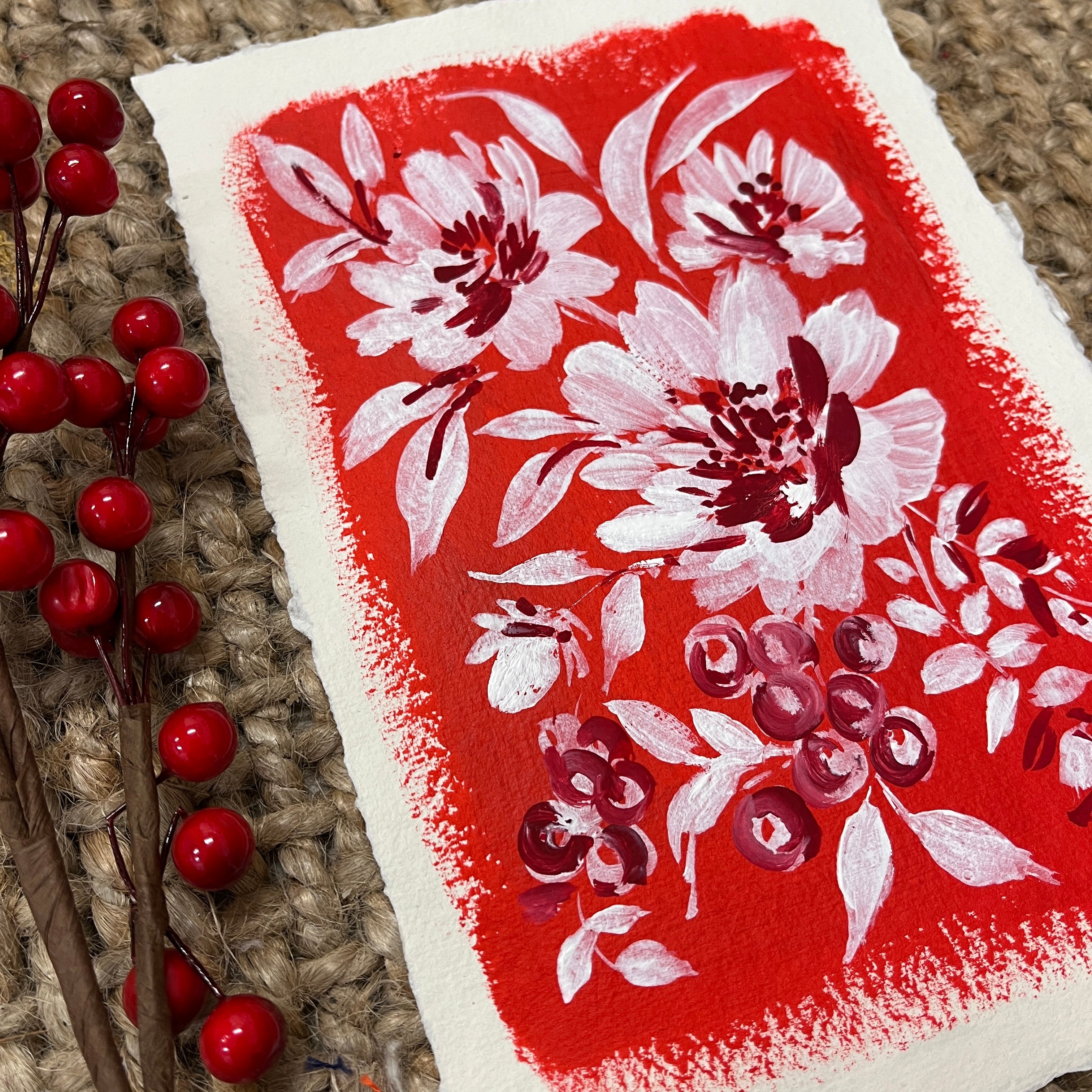 NEW** Beautiful Red floral painting. Dm2306