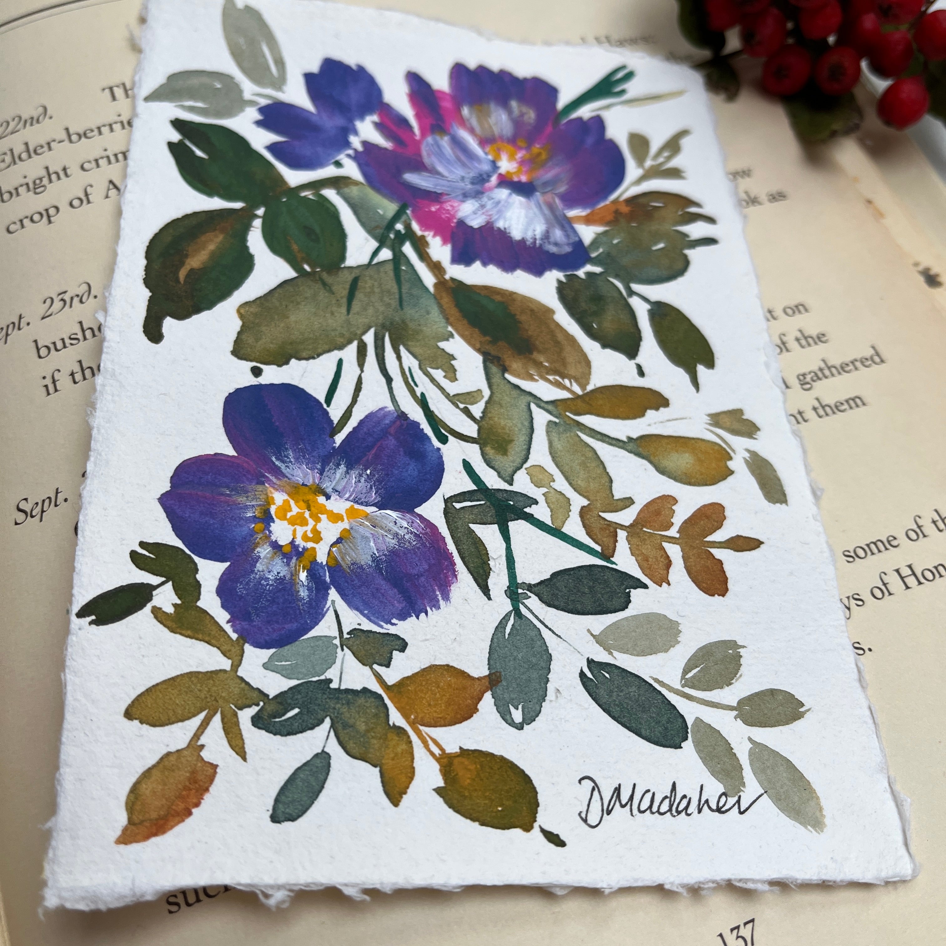 Small original floral painting 2302
