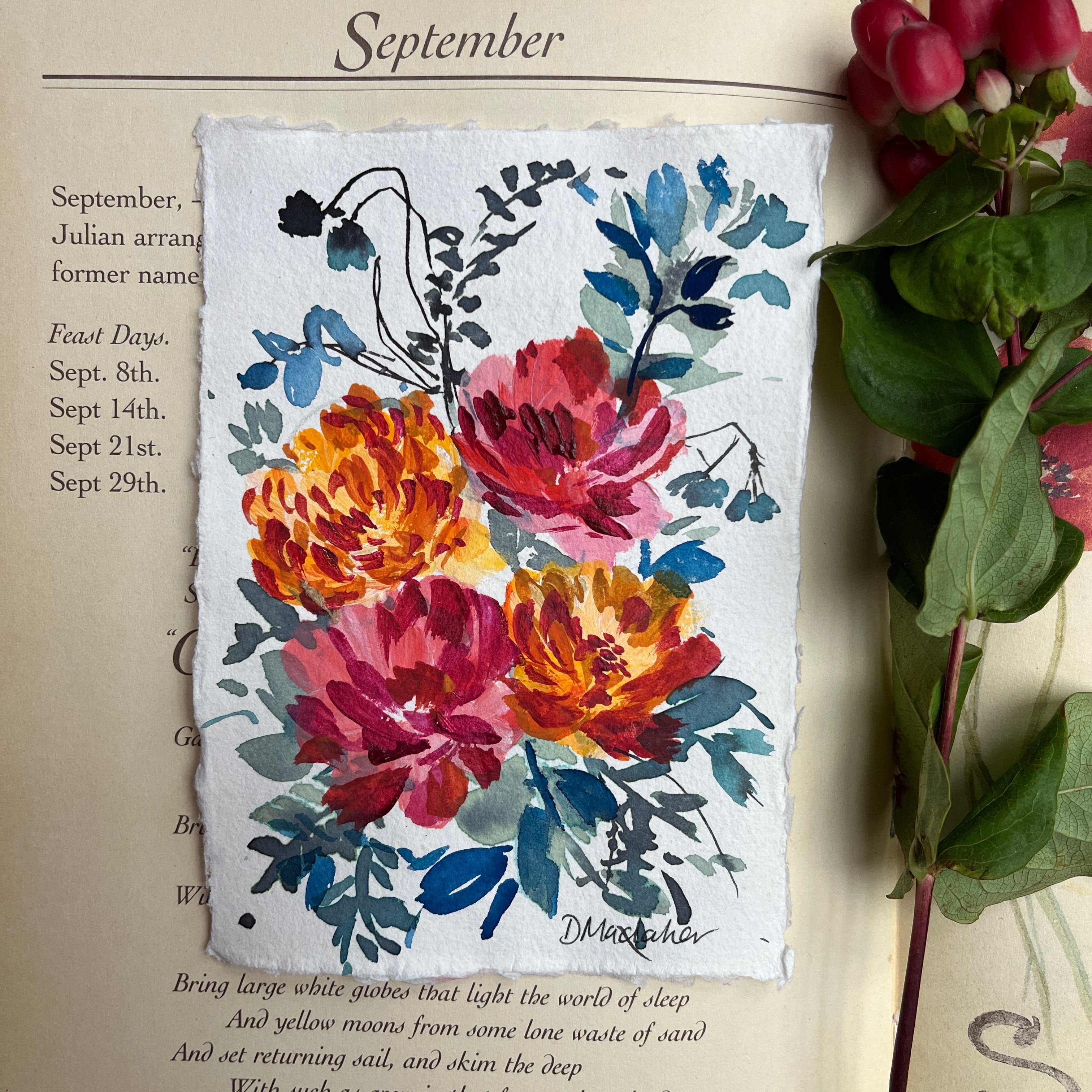 Small original floral painting 2301