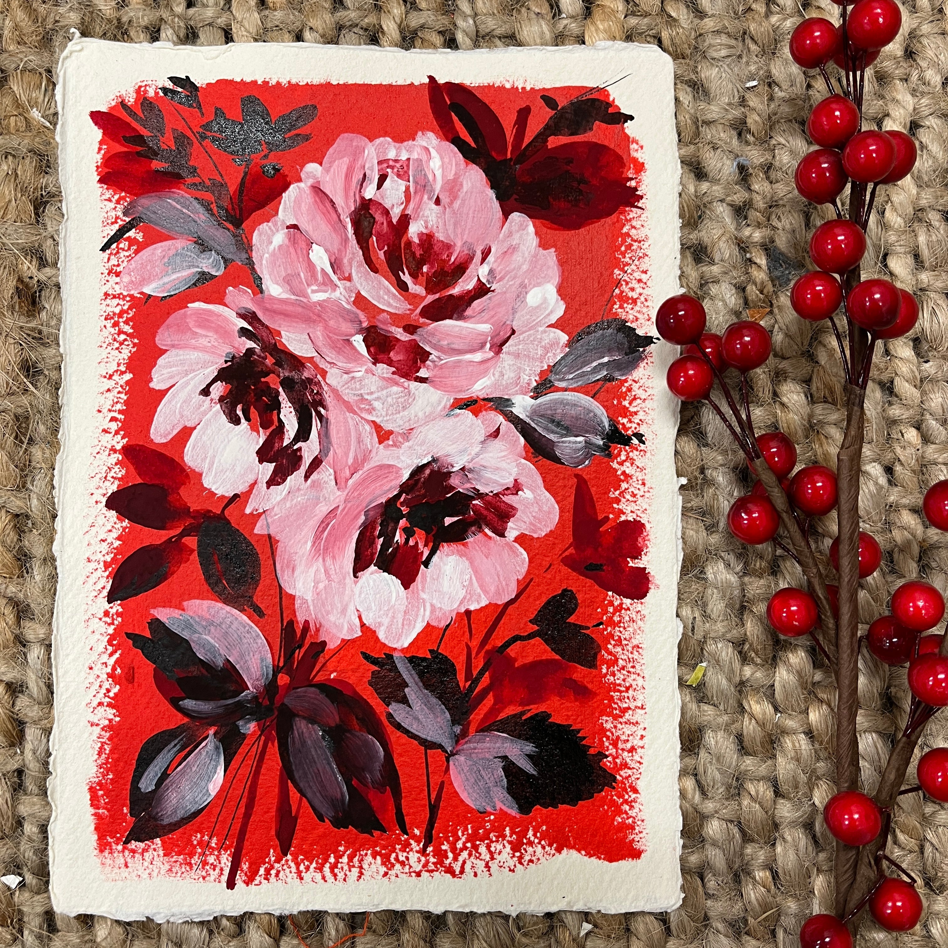 NEW**Beautiful Red floral painting collection. Dm2301