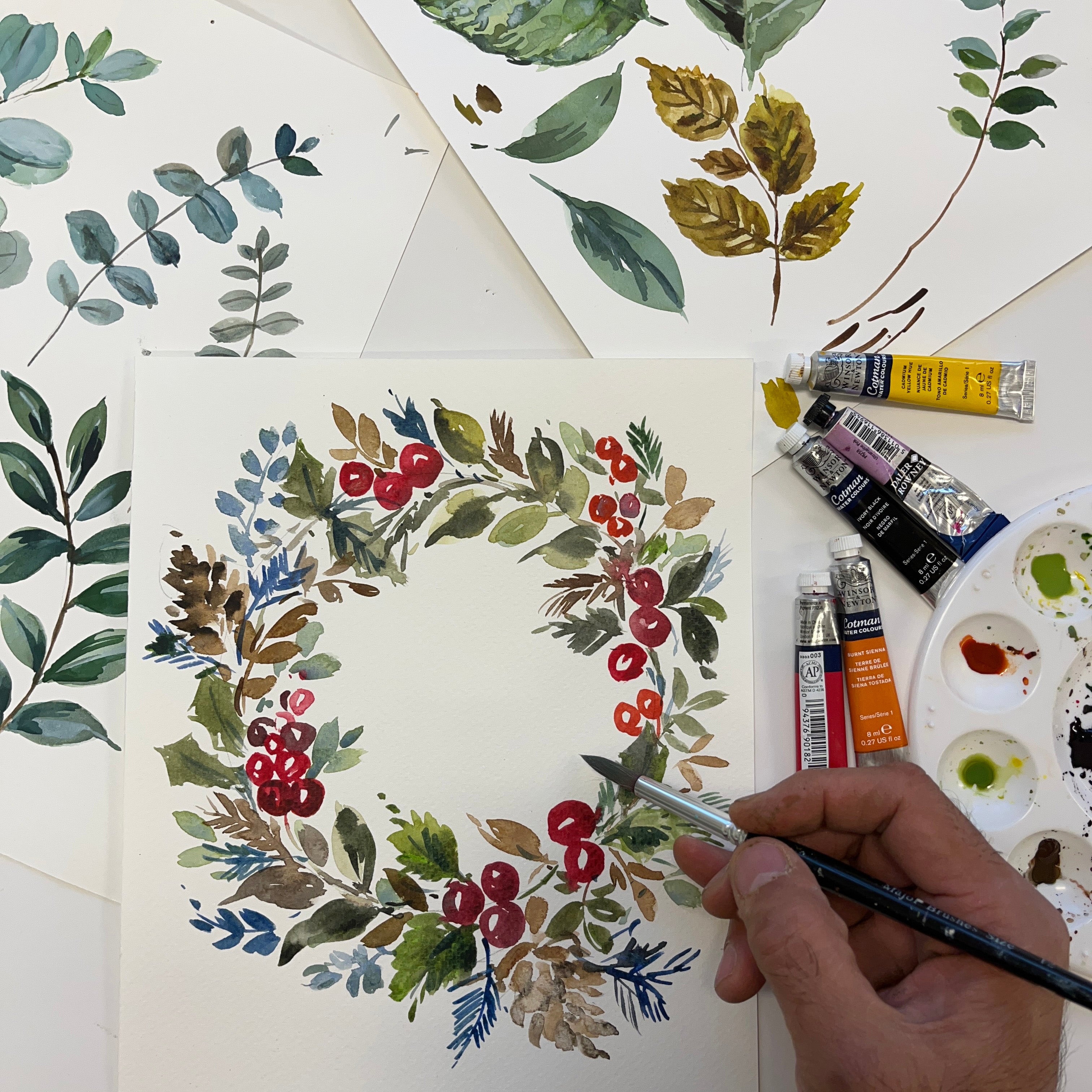 ADULTS AND TEENS** Saturday 7th December  10-12.30pm Adult Christmas Wreath Painting workshop