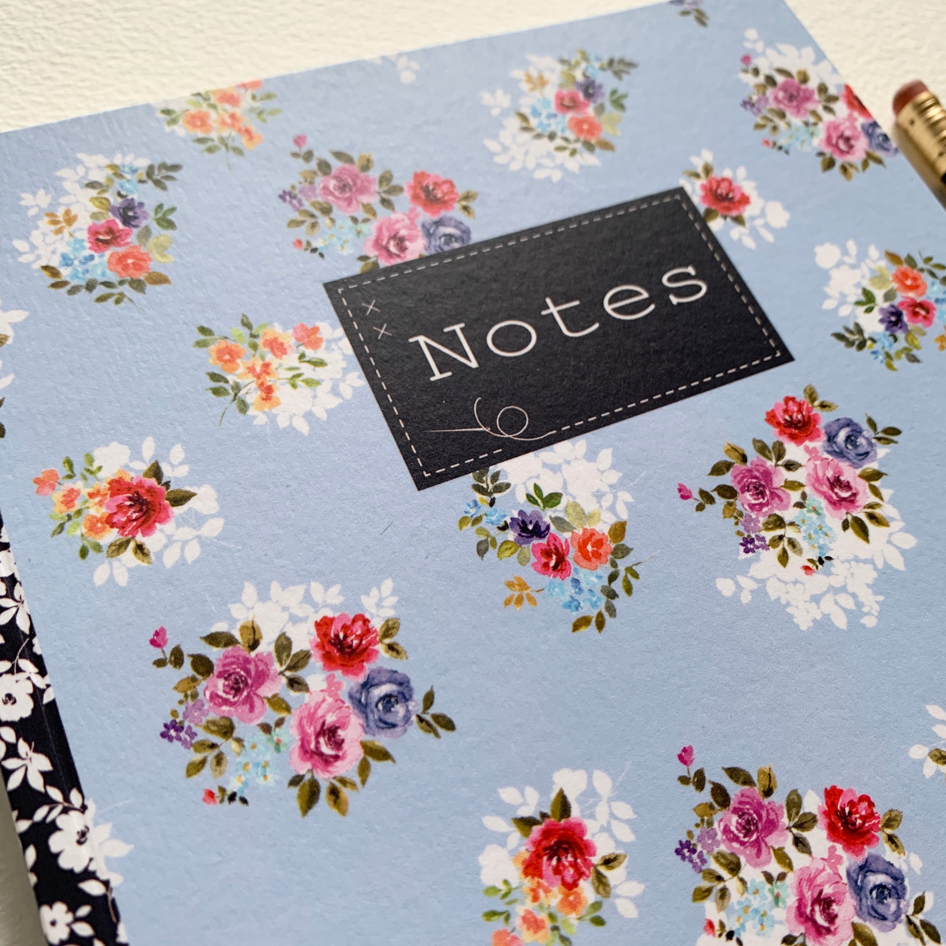 Pale blue floral notebook