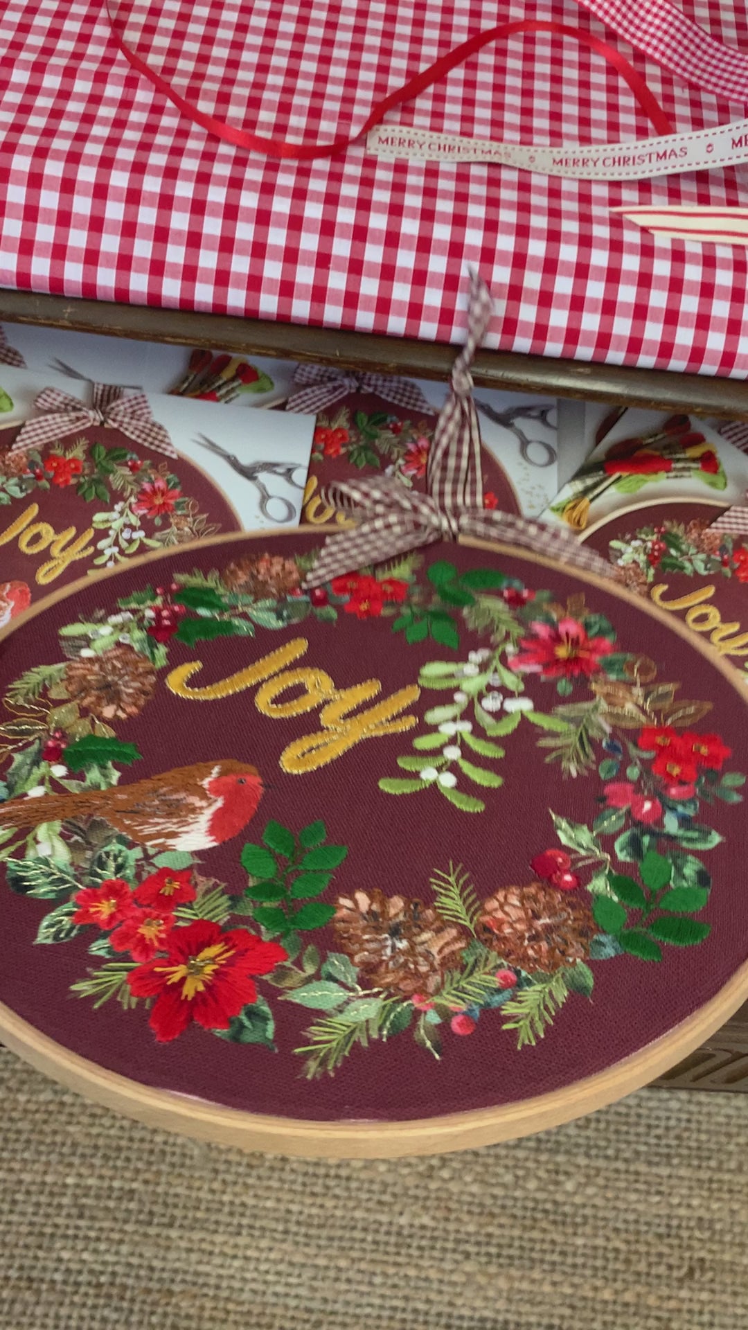 Christmas Joy embroidery panel