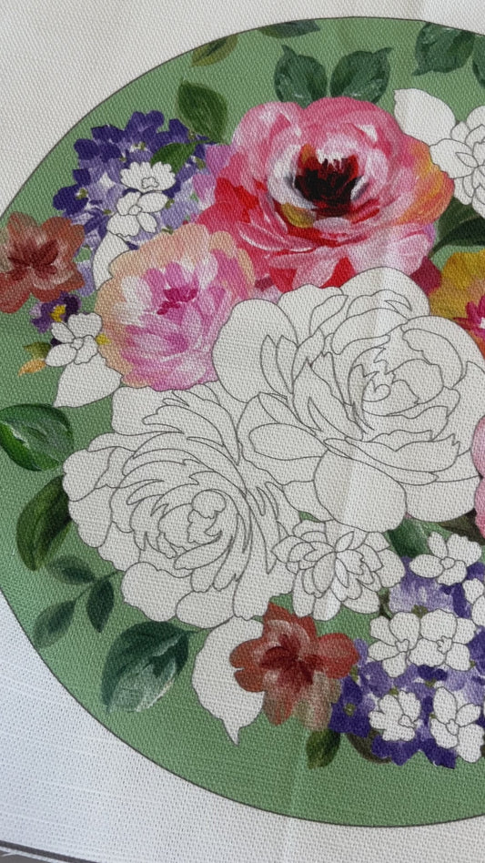 PRE ORDER** Vintage rose fabric panel