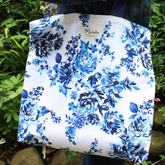 Indigo Floral Tote Bag- **FREE  UK POSTAGE