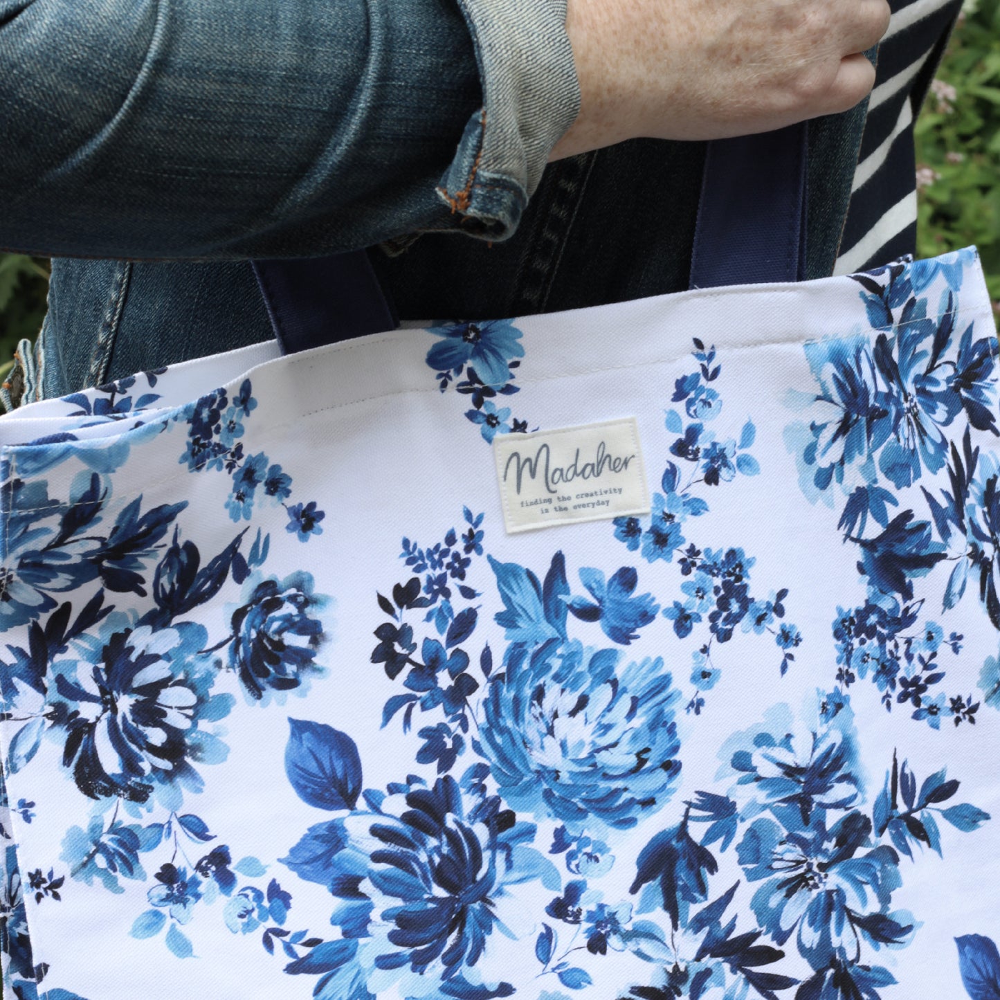 Indigo Floral Tote Bag- **FREE  UK POSTAGE
