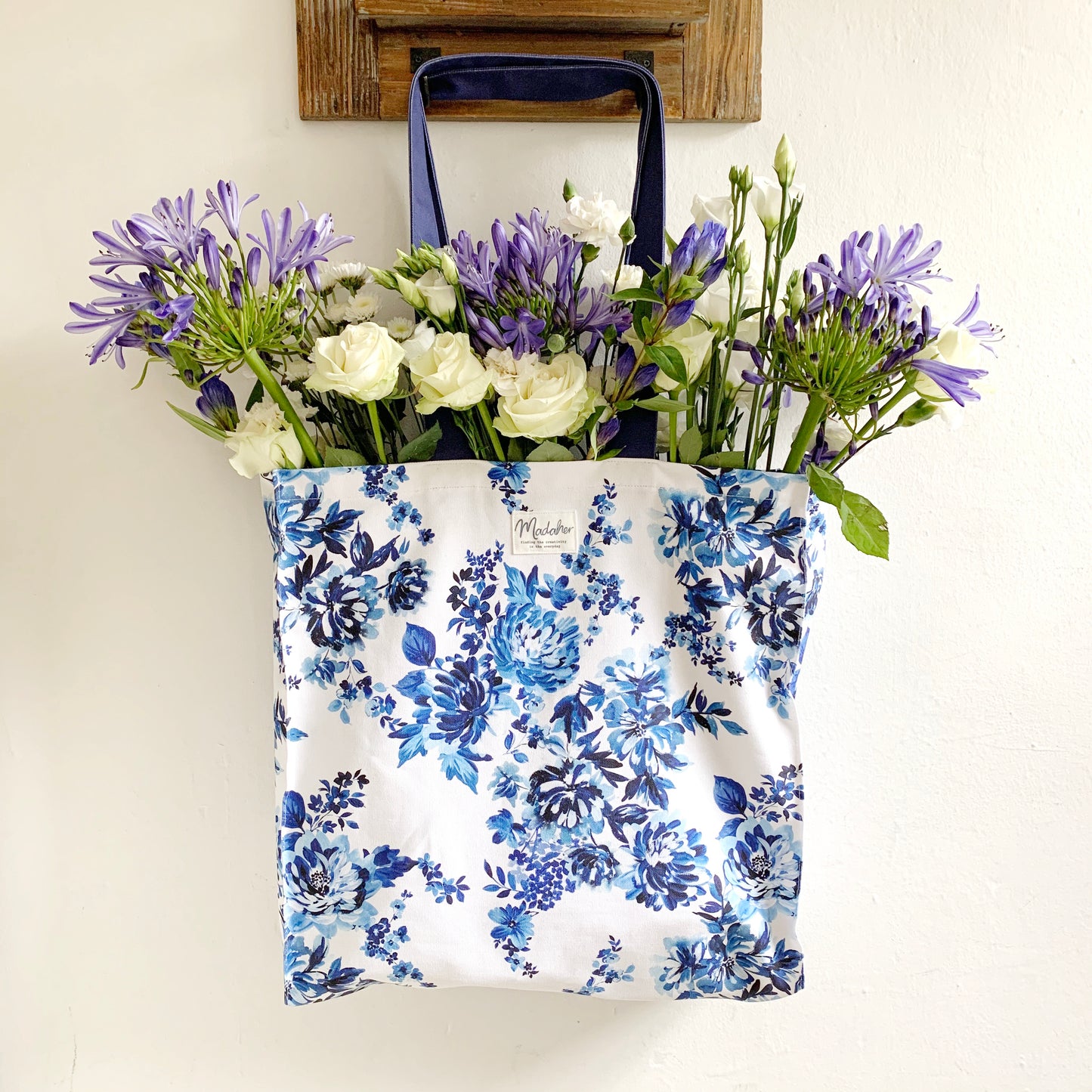 Indigo Floral Tote Bag- **FREE  UK POSTAGE
