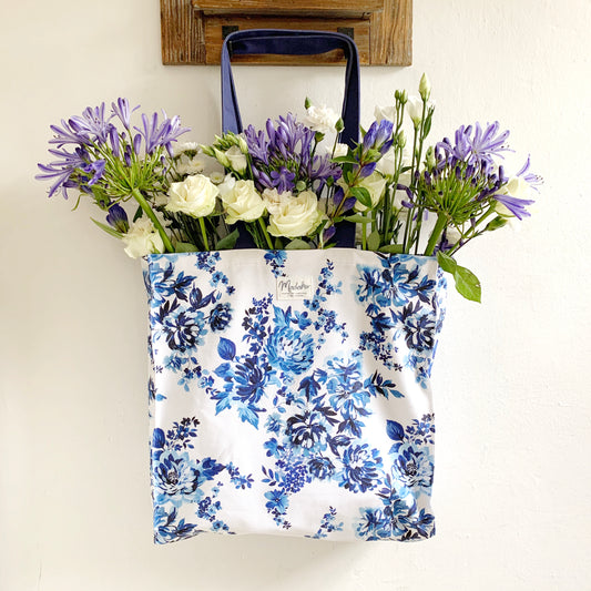 Indigo Floral Tote Bag- **FREE  UK POSTAGE
