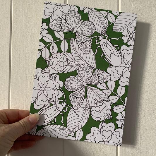 Bugs and Butterflies sticker sheet and colouring card.
