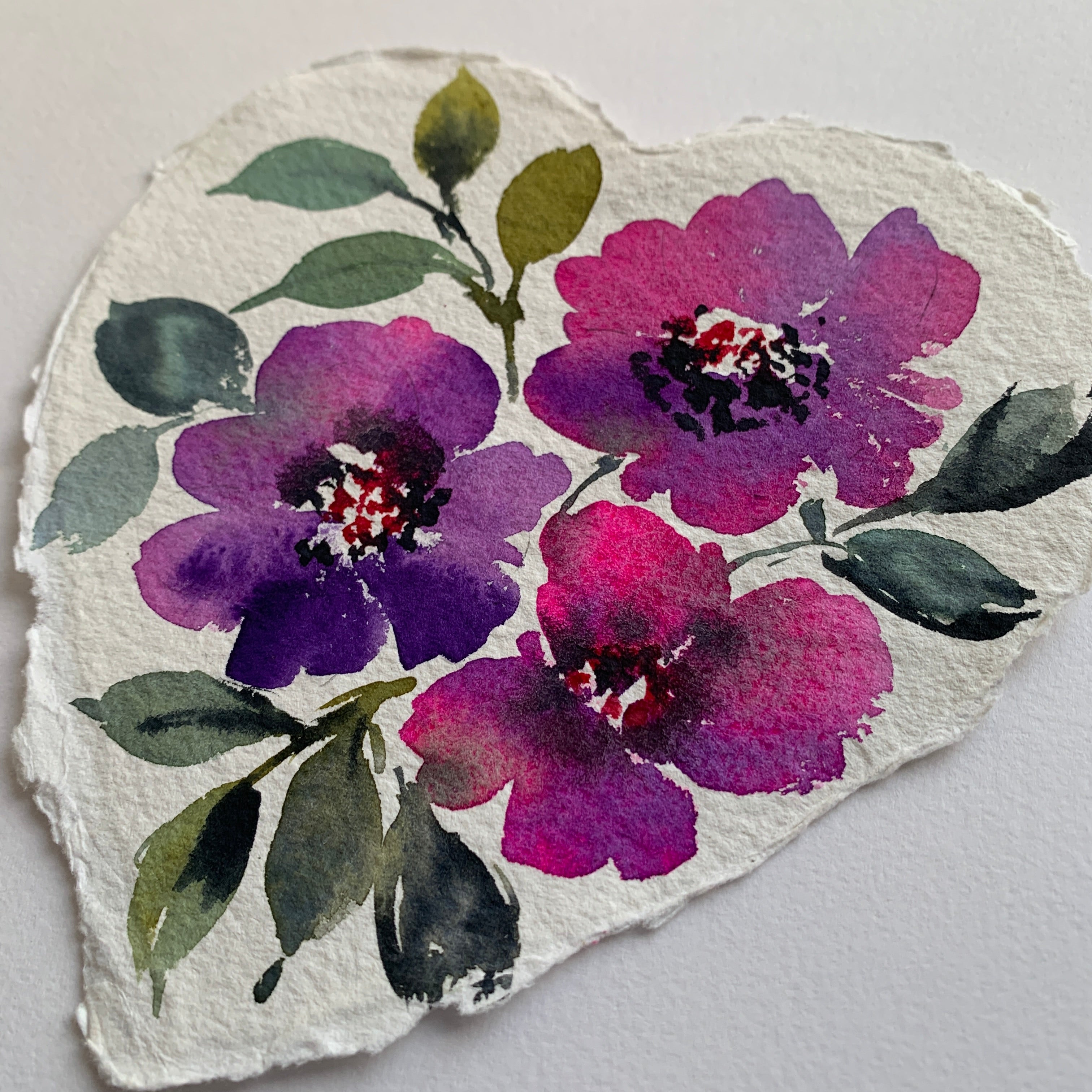 Original painting floral heart 016