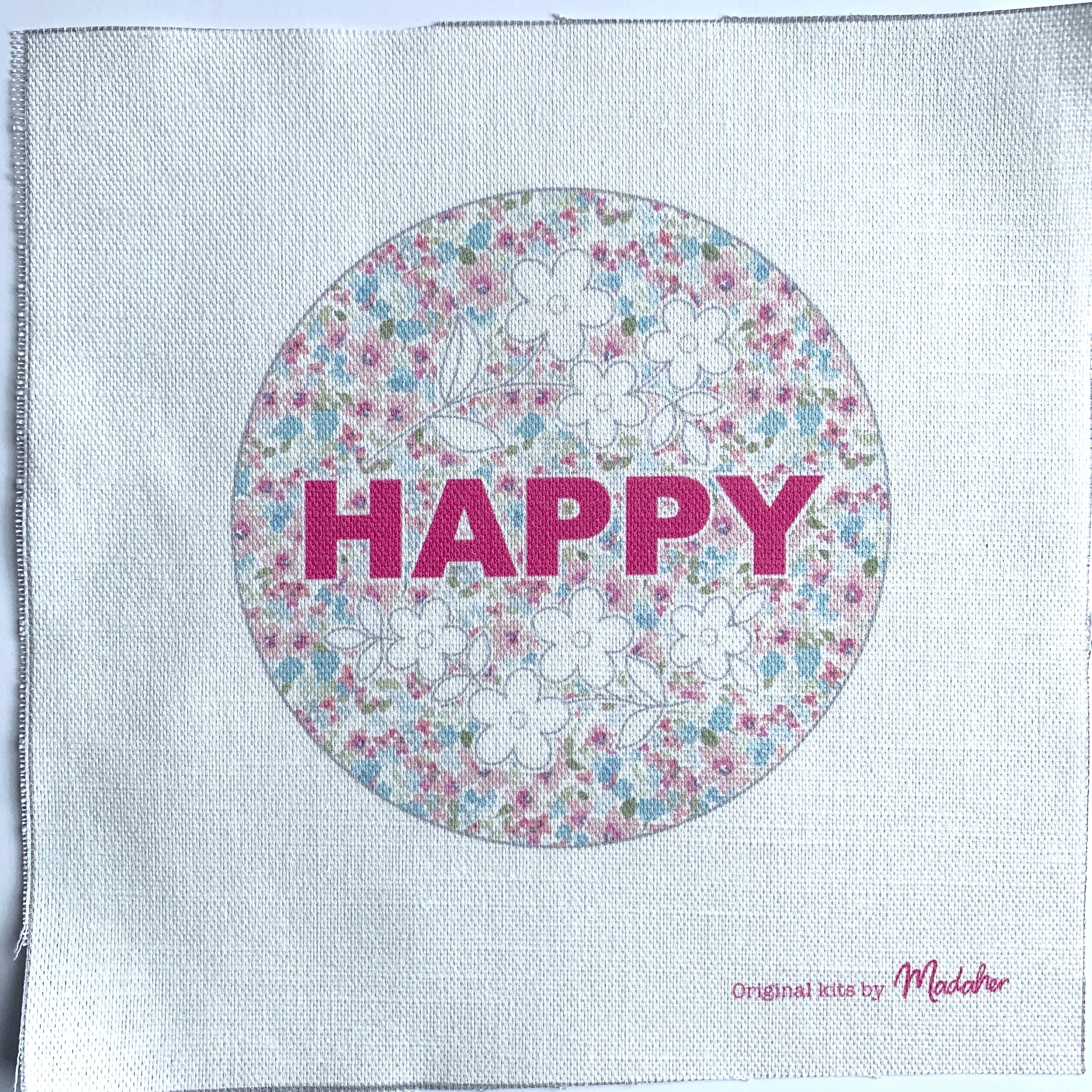 Positive Words 'Happy' Embroidery Panel.