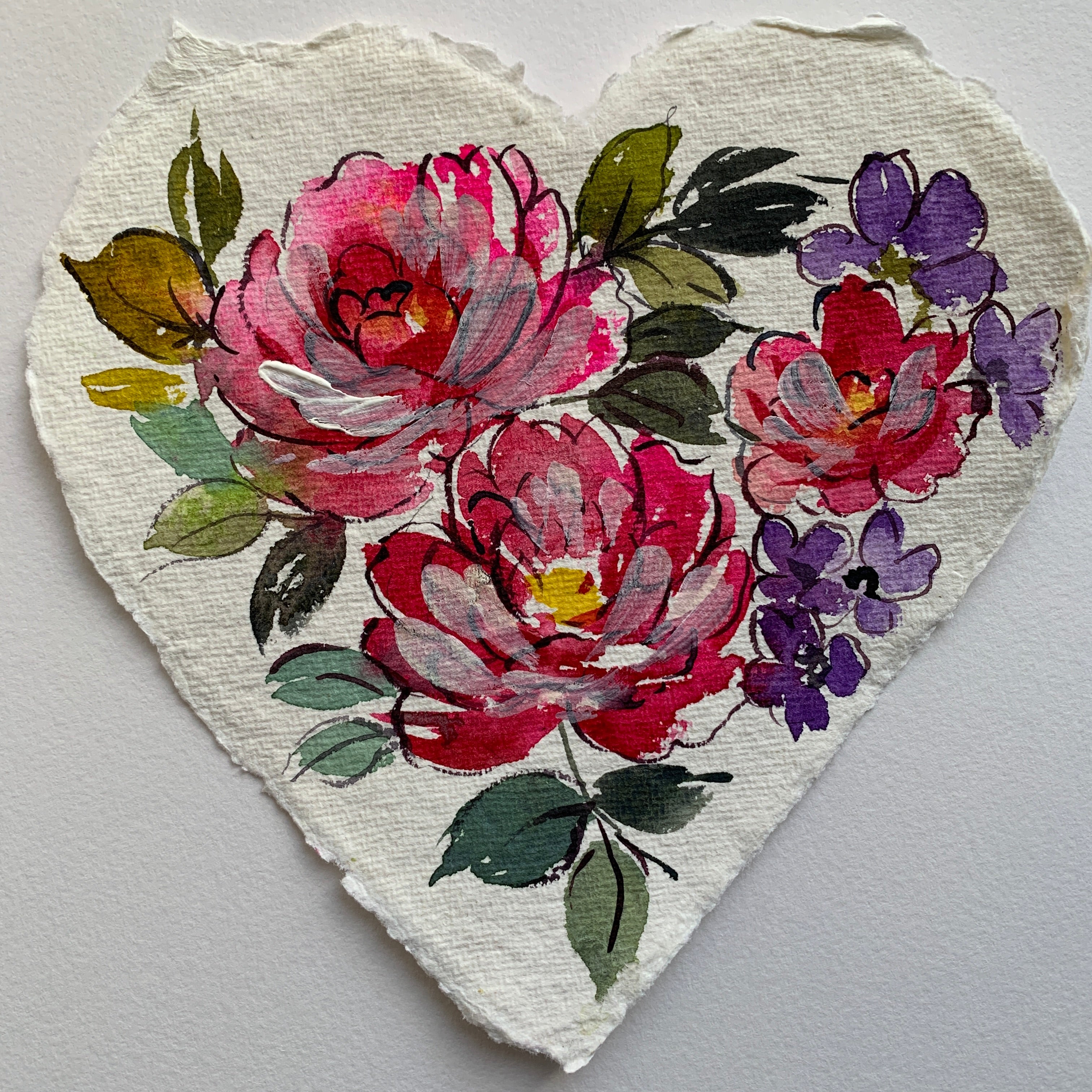 Original painting floral heart 004