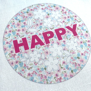 Positive Words 'Happy' Embroidery Panel.