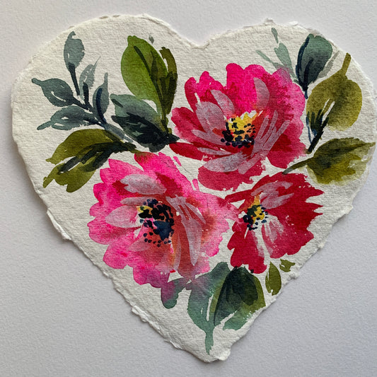 Original painting floral heart 010