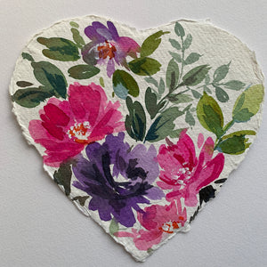 Original painting floral heart 012