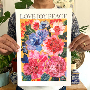 Love Joy Peace floral Art print