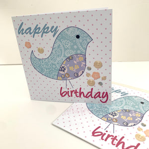 Happy birthday bird greetings card