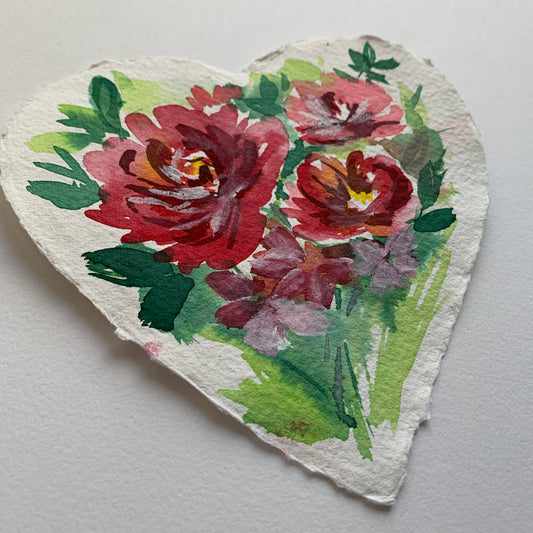 Original painting floral heart 005
