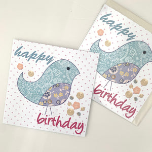 Happy birthday bird greetings card